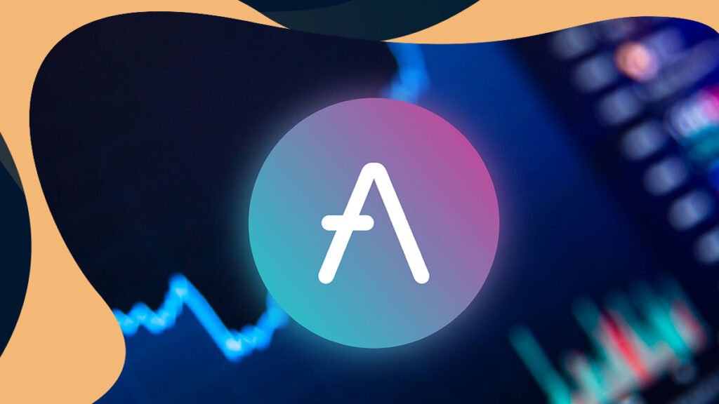 AAVE logo with crypto diagram background