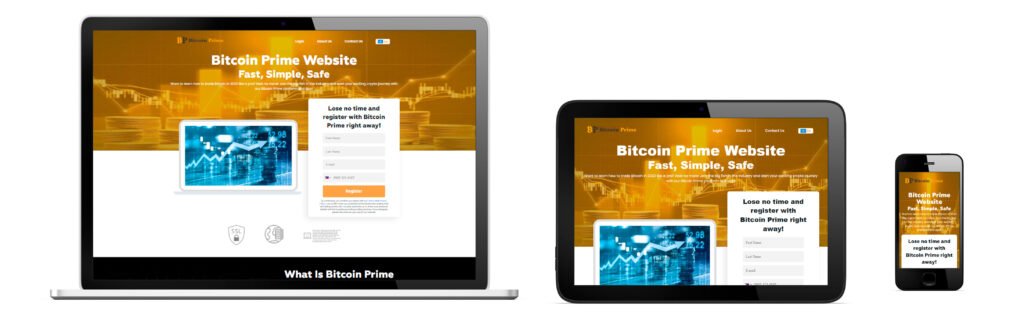 Diseño responsivo del sitio web oficial de Bitcoin Prime