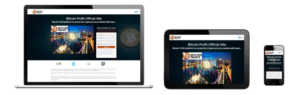 Diseño responsivo del sitio web oficial de Bitcoin Profit