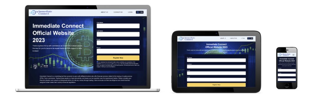 Immediate Connect sitio web oficial en diferentes dispositivos