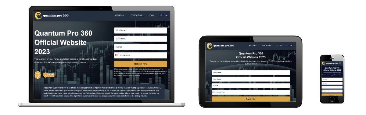 Quantum pro 360 website, displayed on laptop, tablet and smartphone